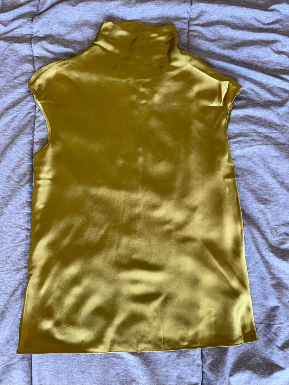 Ellen Tracy Sleeveless Satin Mock Neck Top in Juniper
